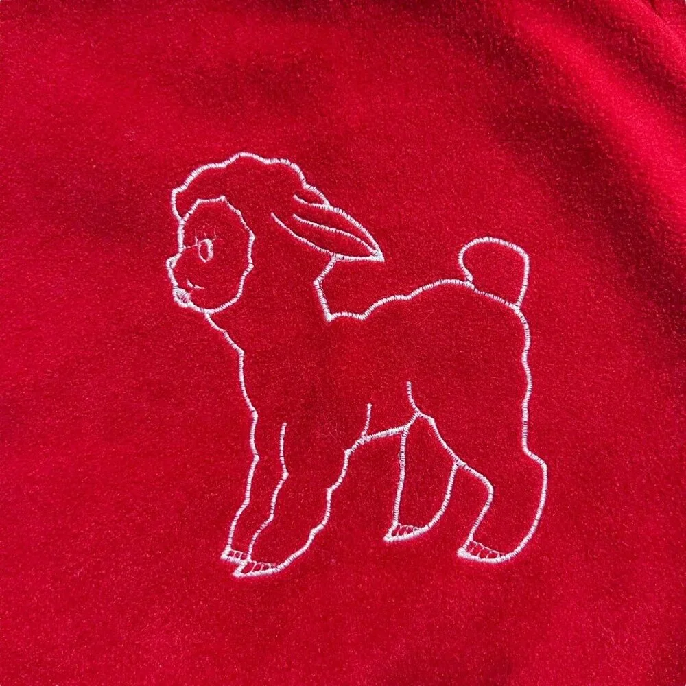 Vintage 9m Red Fleece Lamb Bubble Romper